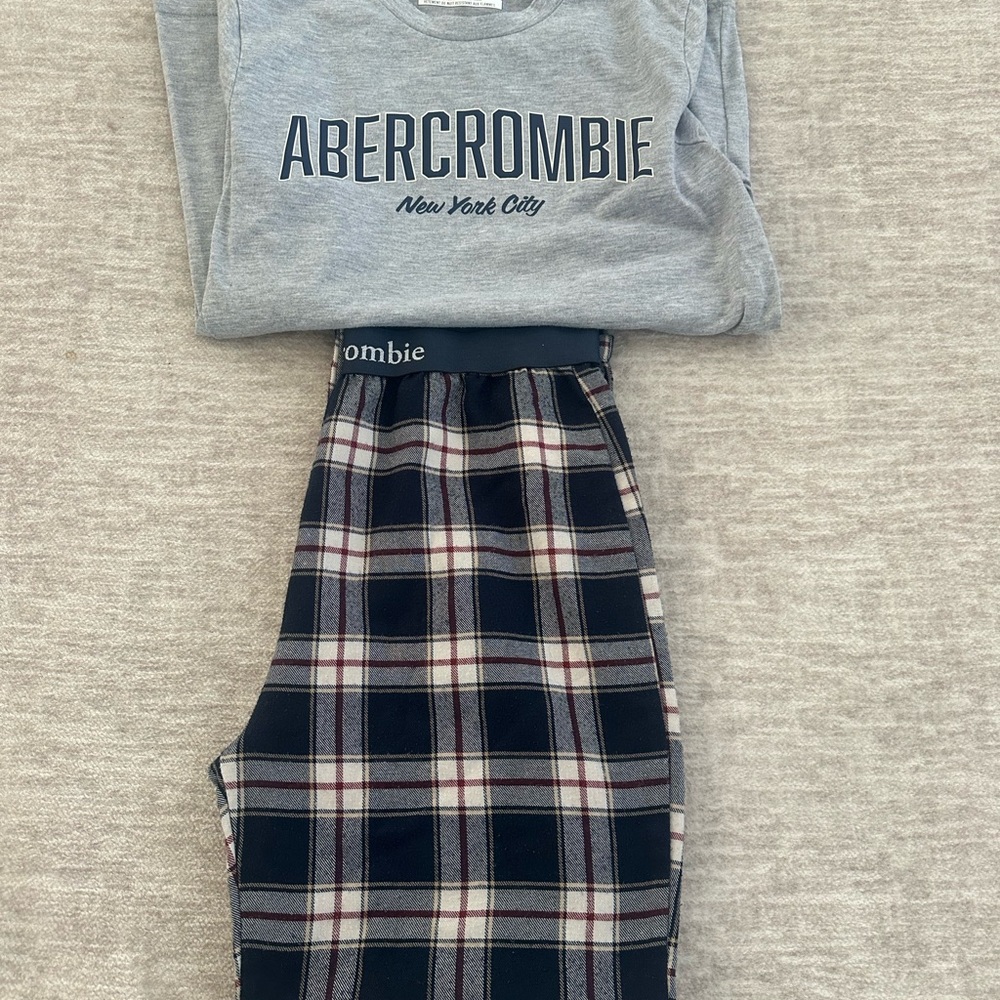 Abercrombie Kids Gray Top and Plaid Pajama Set